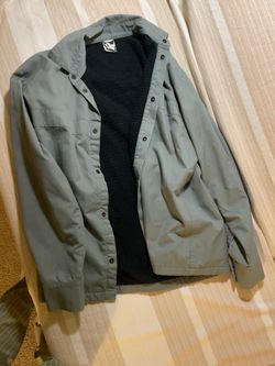 Men’s Made in Italy Cotton Lined Overshirt Jacket - Gray/Green - Size S