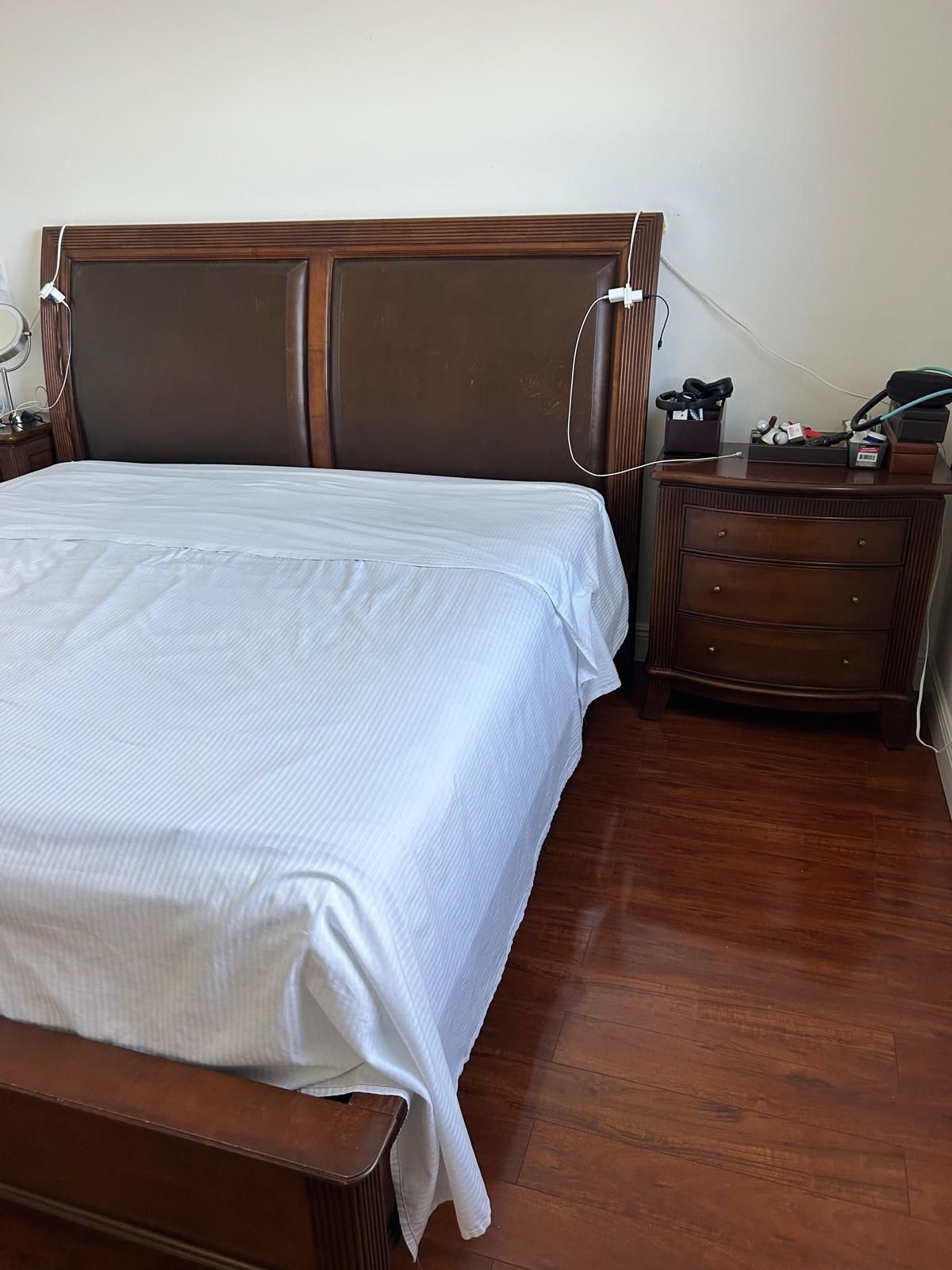 Cal king Bed Set With Side Tables 