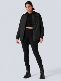 Halara Black Water Repellent Collared Button Up Jacket (Large)