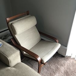 Wooden And Upholstered Rocking Chair 