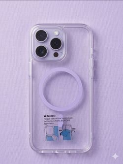 IPhone 16 Pro Max Clear MagSafe iPhone Case with Purple Ring