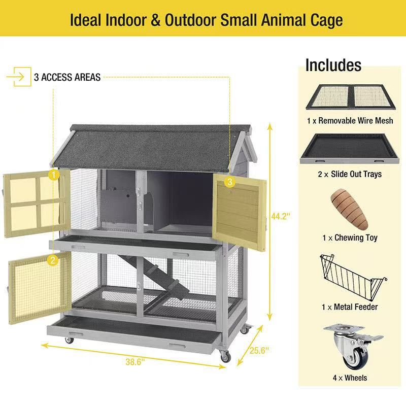 🥨Aivituvin-AIR15 Outdoor Rabbit Hutch | Wire Bottom Rabbit Cage