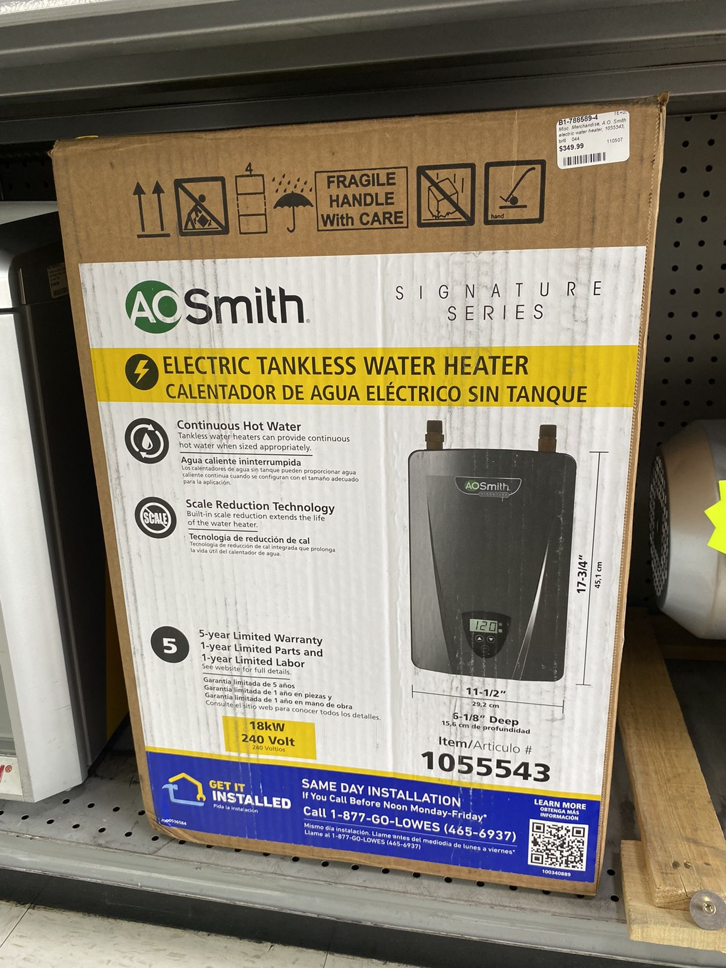 Brand New Sealed AO Smith 18,000watts Electric Tankless Water Heater 