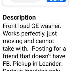 Front Load GE washer