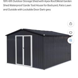 10ft×8ft Outdoor Storage Shed with Apex Roof,Metal Garden Shed Waterproof Garde Tool House for Backyard, Patio Lawn and Outside with Lockable Door Dar