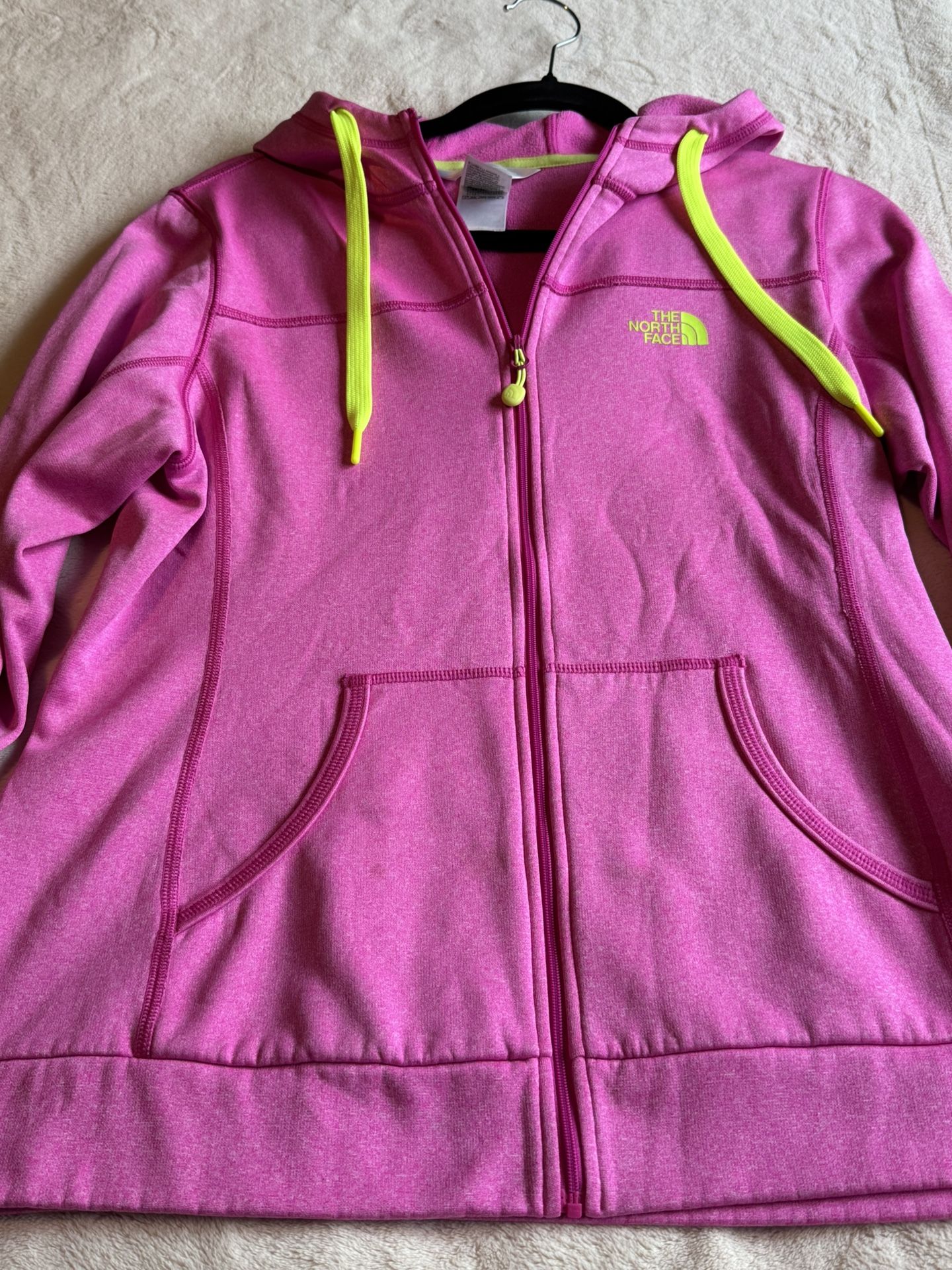 The North Face Women’s Full Zip Pink/Yellow Hoodie Sweatshirt Jacket -Size medium
