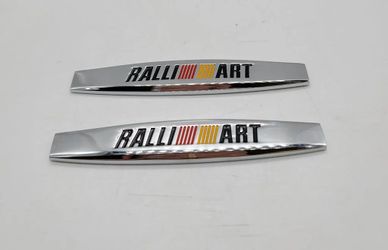 BRAND NEW UNIVERSAL 2PCS RALLIART 3D METAL EMBLEM BADGE STICKER