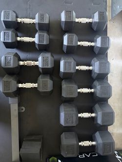 CAP Hex Dumbbell Set 10–50 lb + Storage Rack