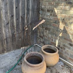 Rustic Yard/Garden Trellis, Decorative, Two Rustic Planters