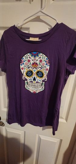 purple sugar skull tshirt