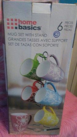 Set of cups with stand / set de tazas con soporte o base