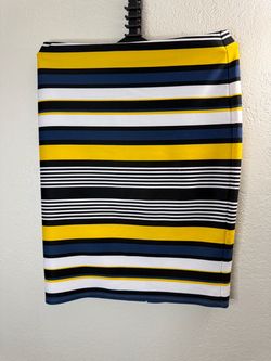 NYCC New York Clothing Co. Yellow, Navy, White & Black Horizontal Striped Pencil Skirt Size: Large