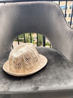Cream Knit Crochet Fedora Hat