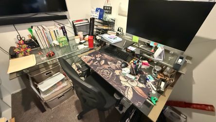 L-Shaped Glass Desk