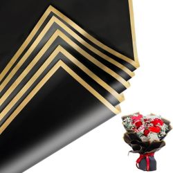 GracesDawn 20Sheets gold edge Flower Wrapping Paper,Waterproof Floral Wrapping Paper Gift Packaging,DIY Crafts, Florist Bouquet Supplies 22.8x22.8Inch