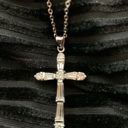 Cubic Zirconia Cross Necklace New In Box