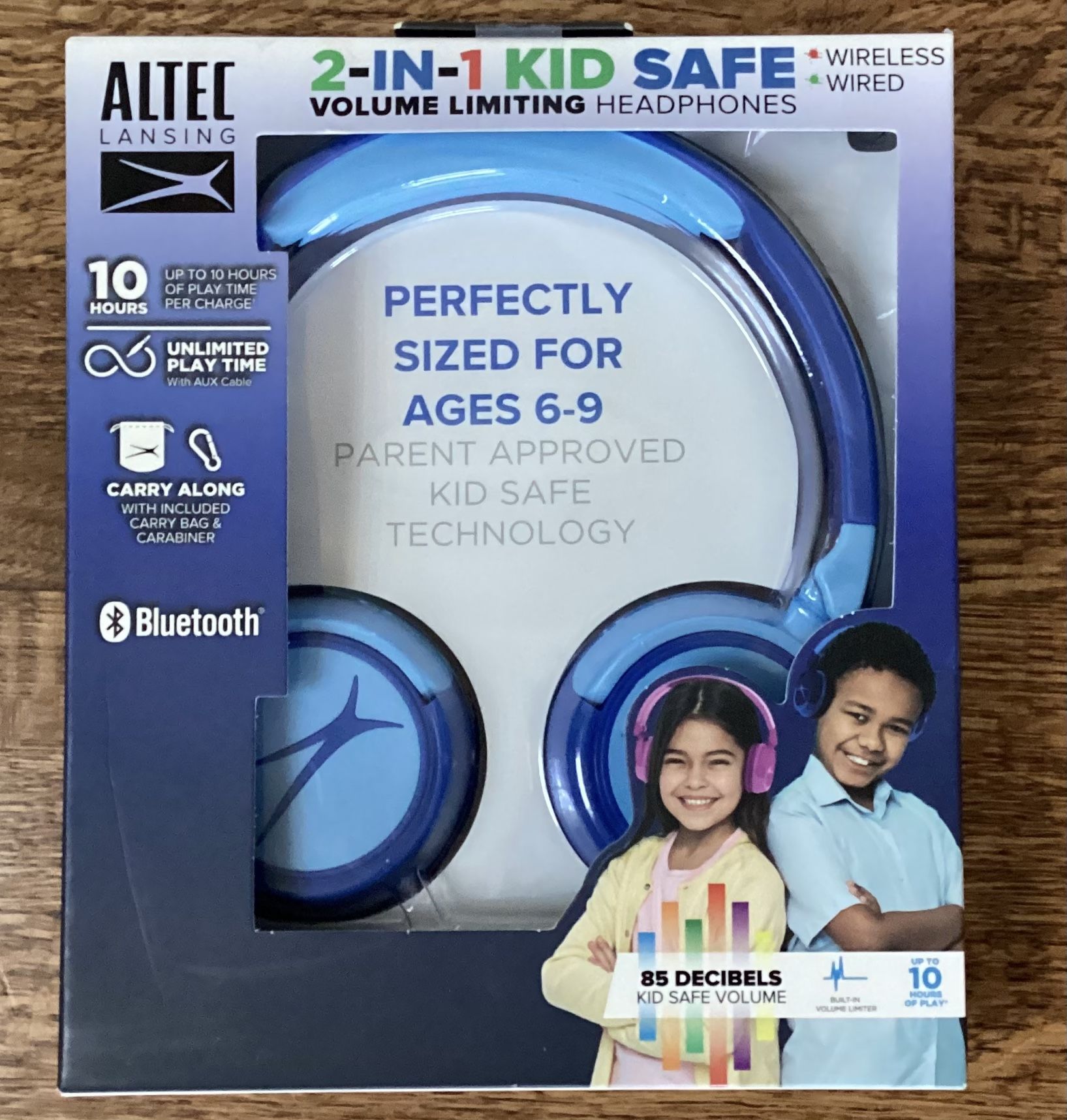 Altec Lansing Kid Safe 2-in-1 Wireless Bluetooth Headphones - Crystal Clear Sound, Safe Volume Limiting, Foldable Design - Enjoy Audio and Protect You