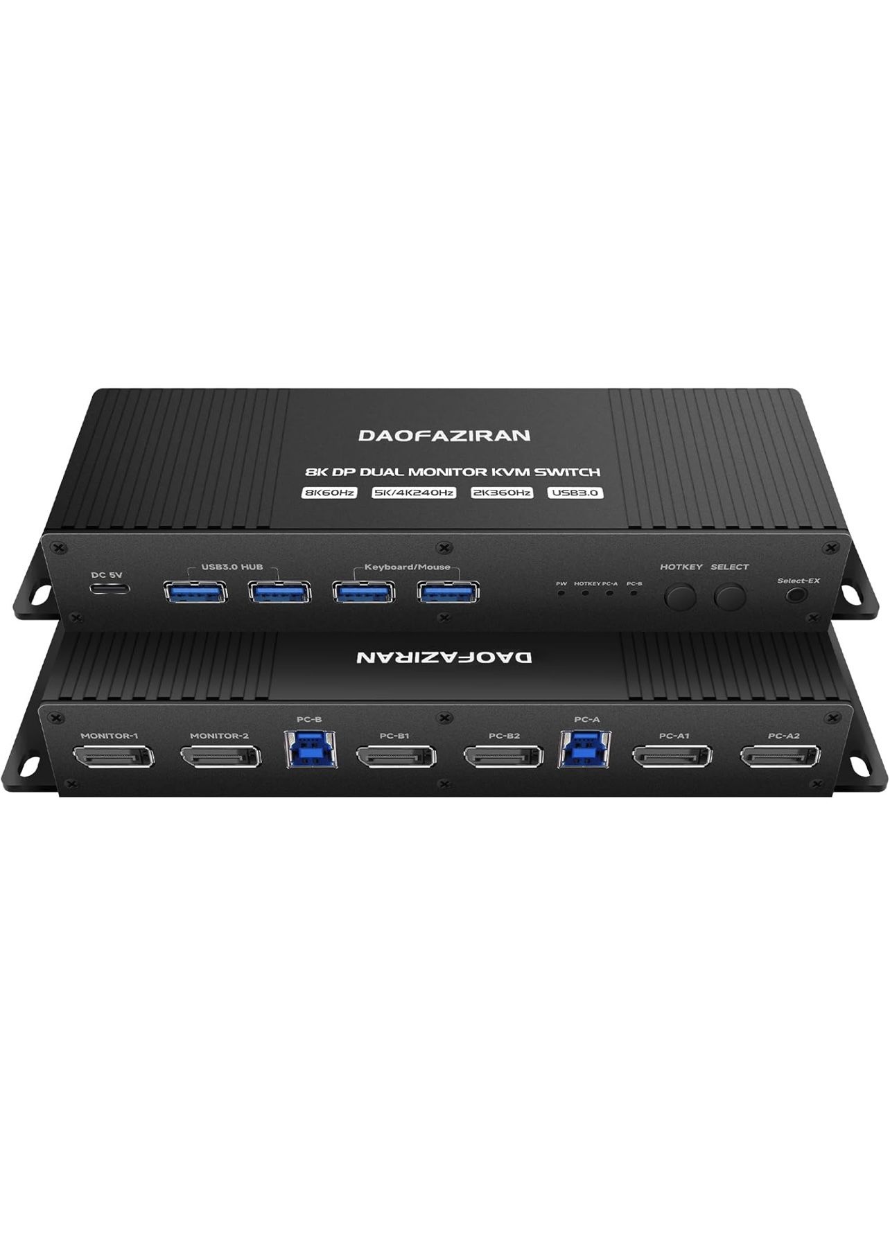 Conmutador Kvm Displayport 2 Monitores 2 Computadoras 4K 240Hz Conmutación de teclas de acceso rápido 8k Kvm Switch Dual Monitores dp 2.0 1440P 144hz