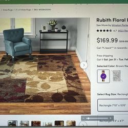 Floral Indoor Carpet Rectangle 7’10 X 10’6 