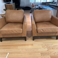Pair Of Faux Leather Club Chairs