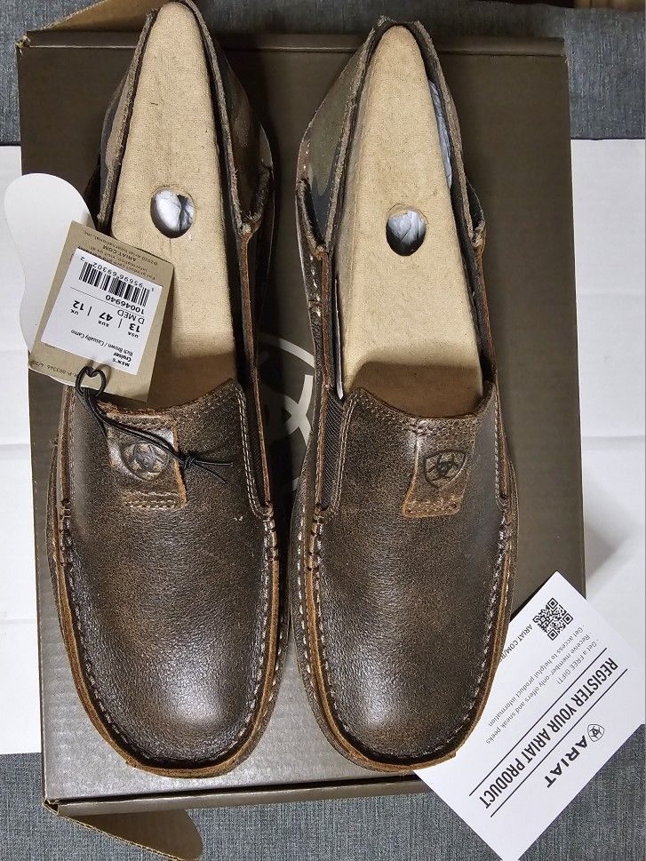 Ariat's Men Camo Cruiser Leather Brown Slip On Shoe, Size 13