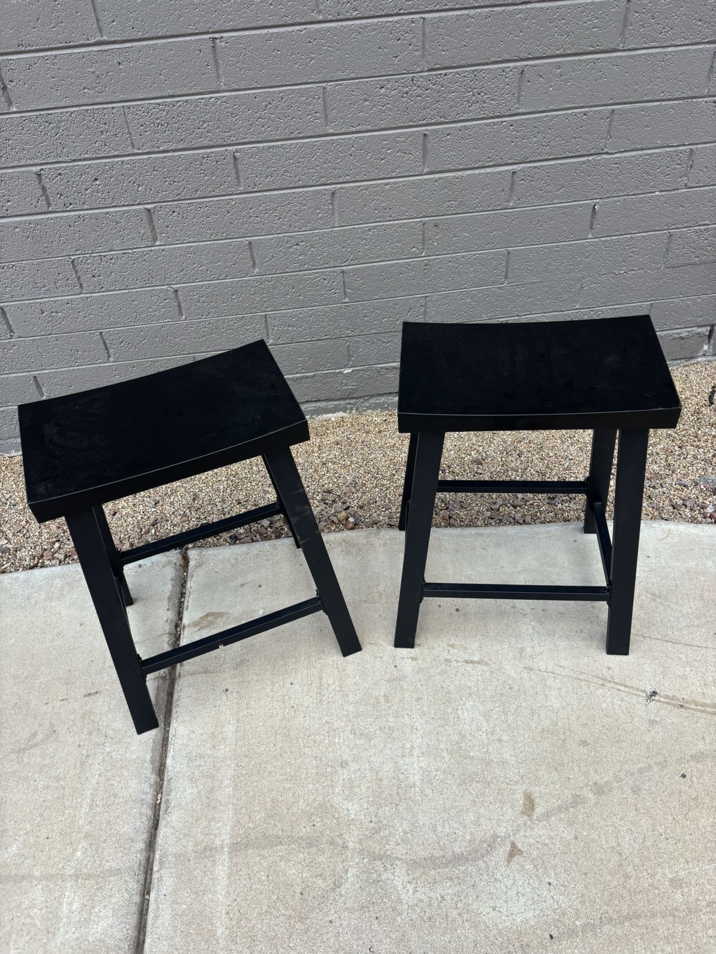 2 Beautiful Wood, Metal Legs Stools
