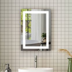 20 in. W x 28 in. H Rectangular Frameless Bathroom Mirror with Anti-Fog in Aluminum