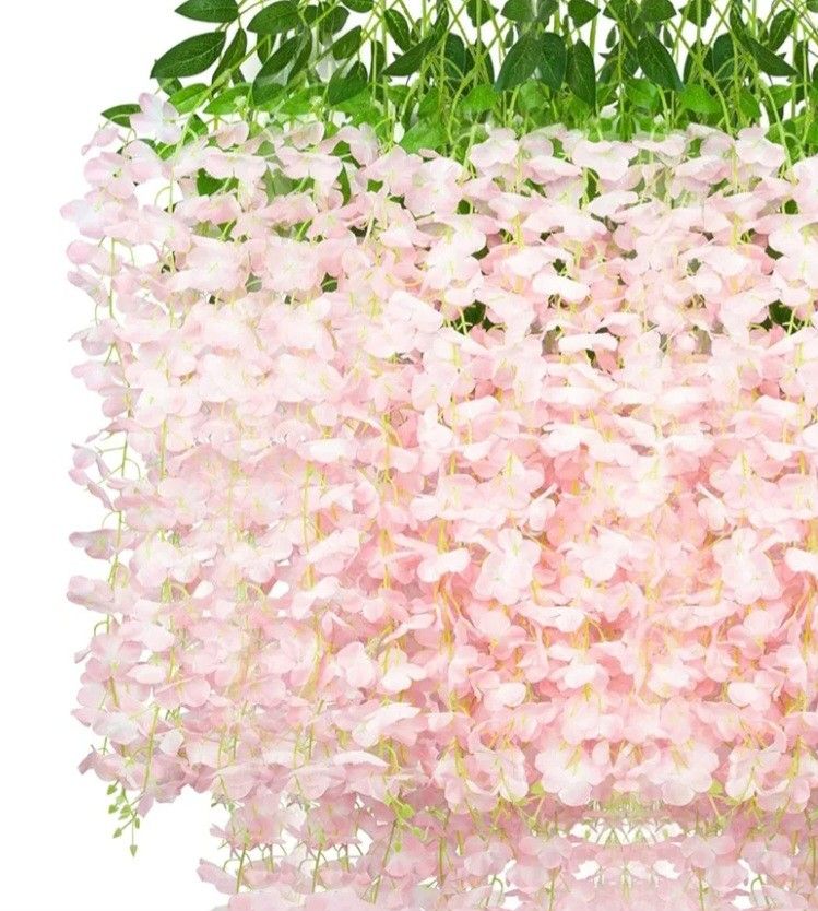 24 Pack Light Pink Wisteria Hanging Flowers