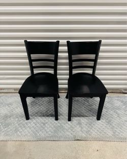 2 Black Wooden Ladder Back Chairs - New but minor issues $50 for Both - see Description