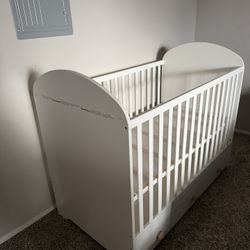 GONATT Crib with drawer, white, 27 1/2x52 , Toddler Bed, Convertible Crib