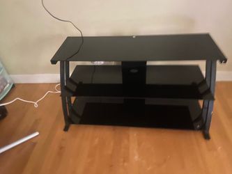 Black glass tv stand