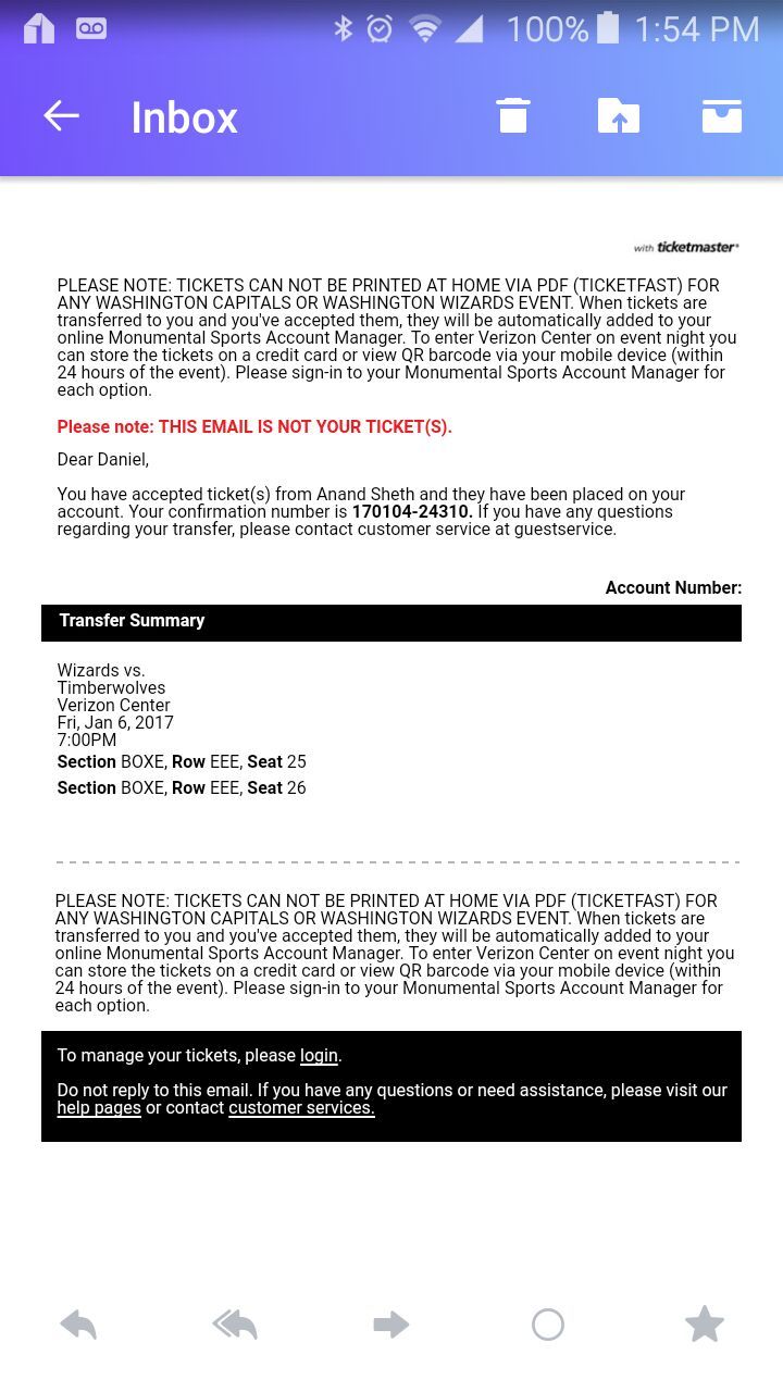 Wizards T Wolves VIP Courtside tickets