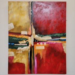 Signed Rafael Musical Notes Modern Abstract Canvas
