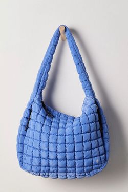 New Free People Movement Quilted Carryall Tote Shoulder Bag Blueberry