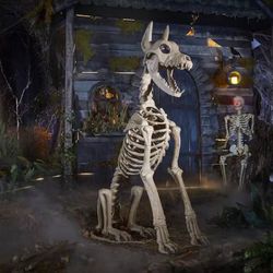 Home Depot Halloween 5ft Skelly’s Sitting Dog Prop With LCD Eyes