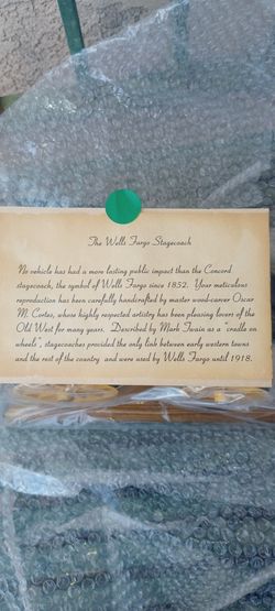 Memorabilia Wells Fargo Stagecoach