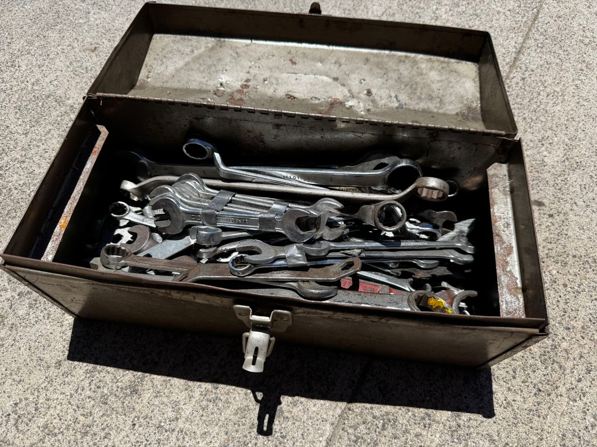 Vintage Tool Box Full Of Wrenches