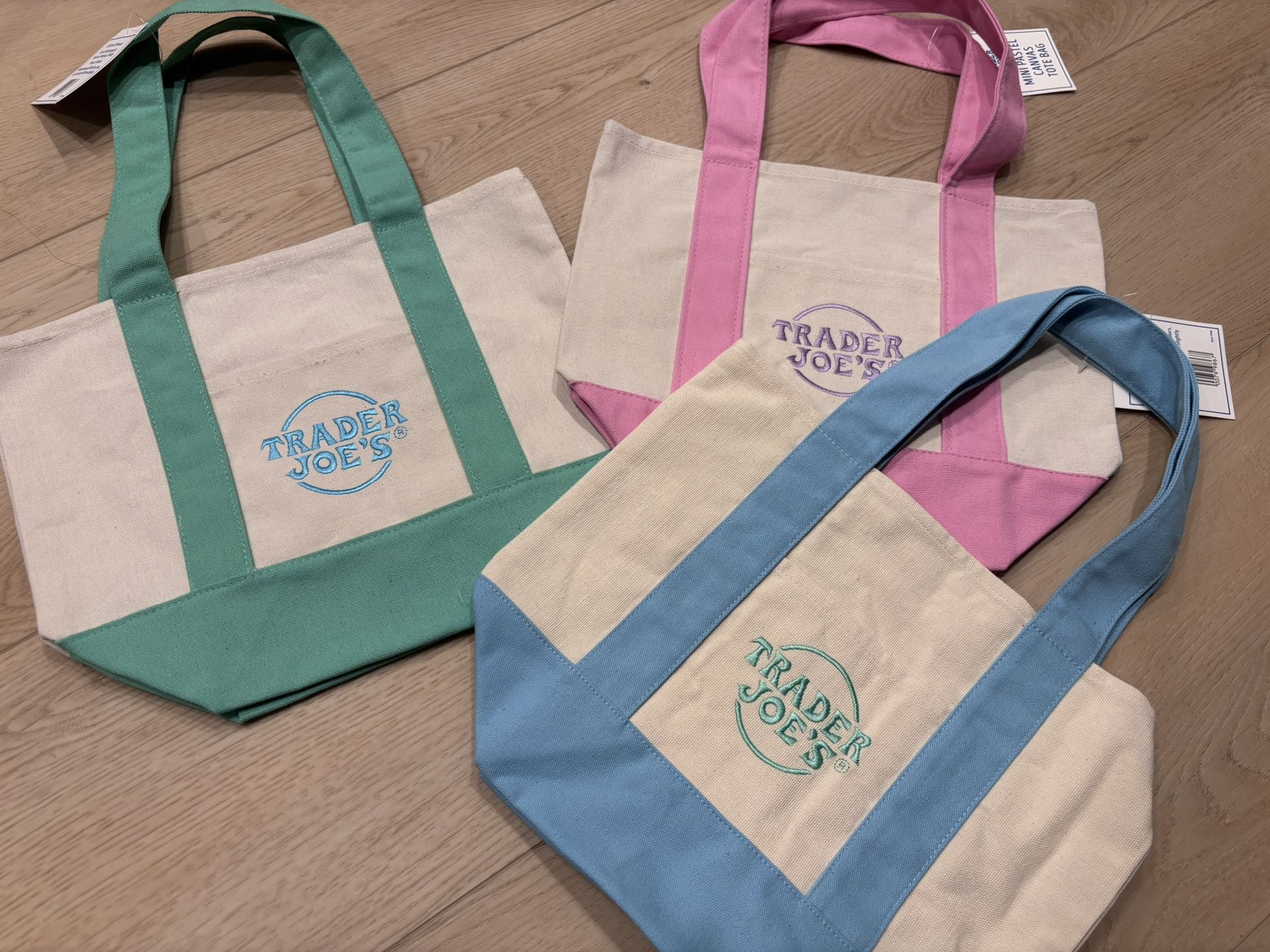 Trader Joe's Mini Canvas Tote Bag (pastel)