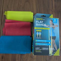 Ignite by SPRI Flat Band Kit Workout Resistance Gear 3 Pack