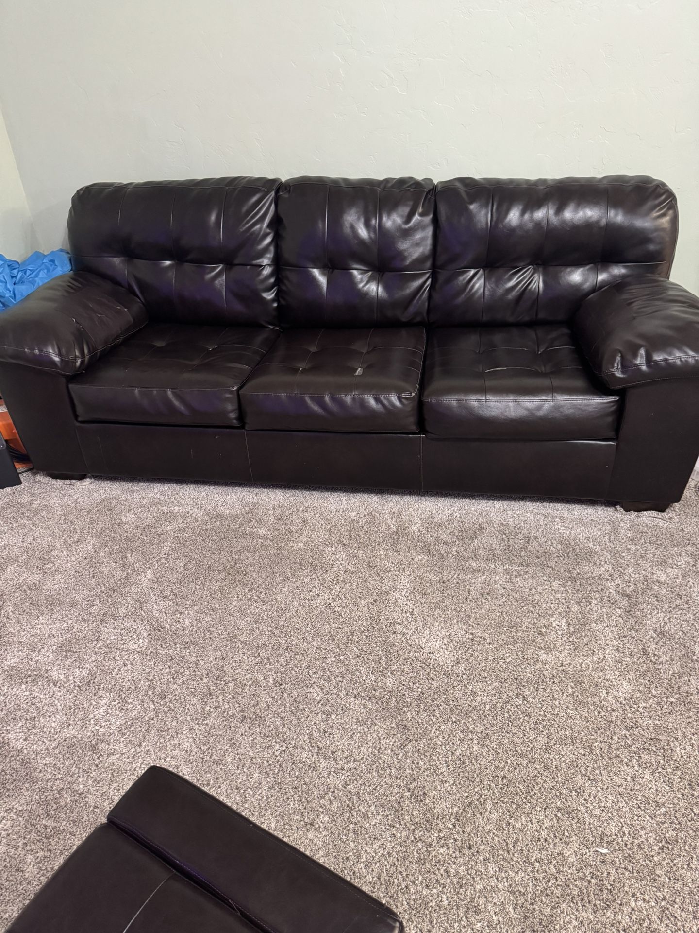 Brown Faux Leather Couch