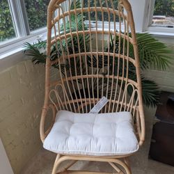 Natural Rattan Egg / Cocoon Chair with Cushion - Like New! for