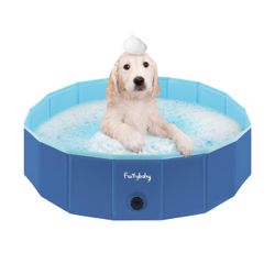 Furrybaby Dog Pool, Foldable Dog Pools for Large Dogs Portable Pet Pool Kiddie Pool Doggie Wading Pool Dog Swimming Pool(Navy 39'') Indoor and Outdoor