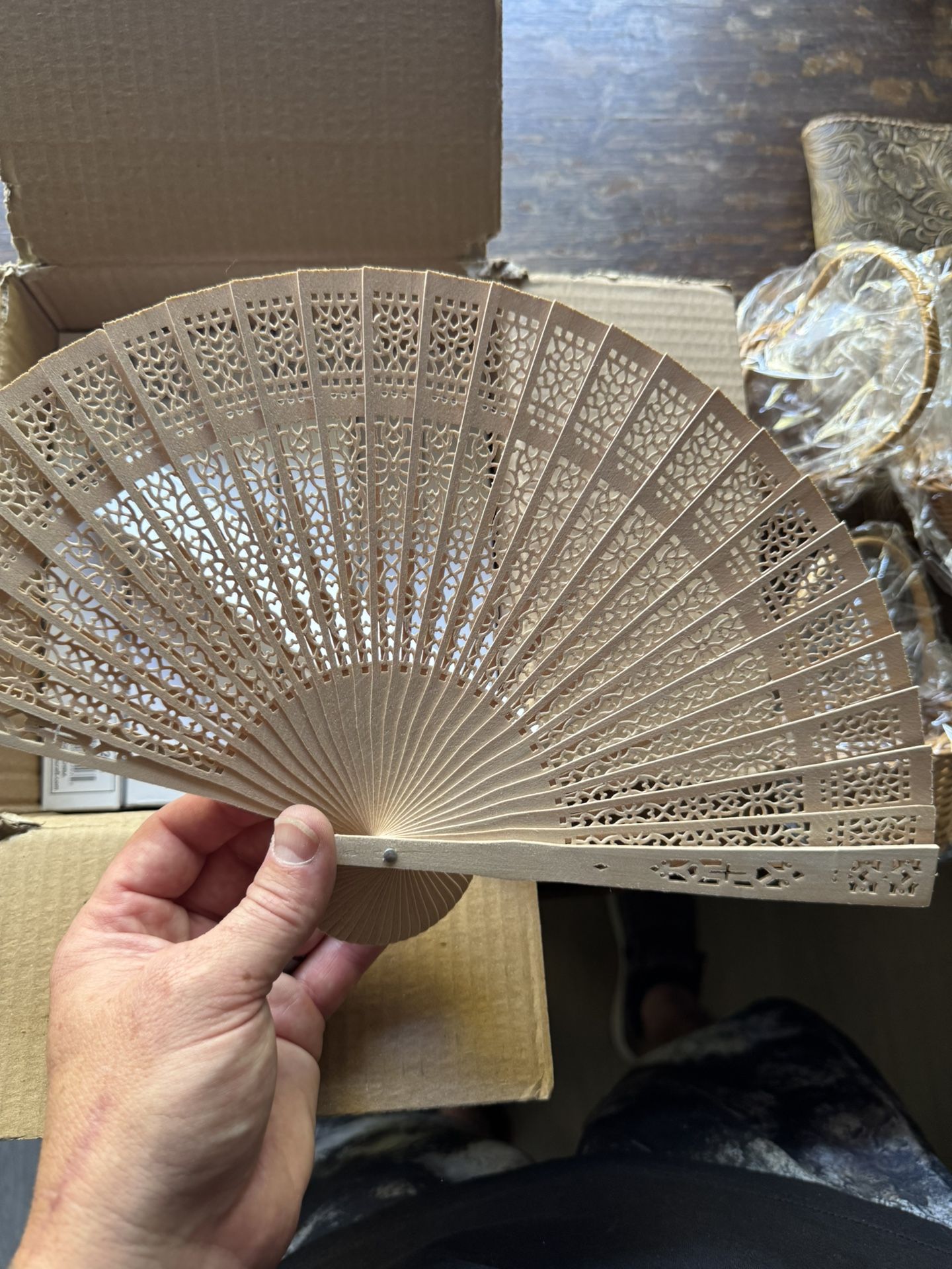 11 Hand Fans And 3 Flowergirl Pedal Baskets