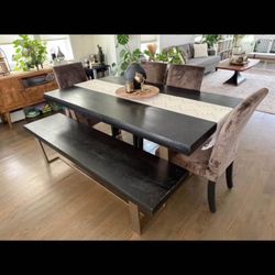 Rectangular Dining Room Table- includes table bench, and four chair chairs 
