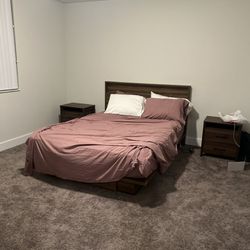 Queen Bed/ Bed Frame + Nightstands 