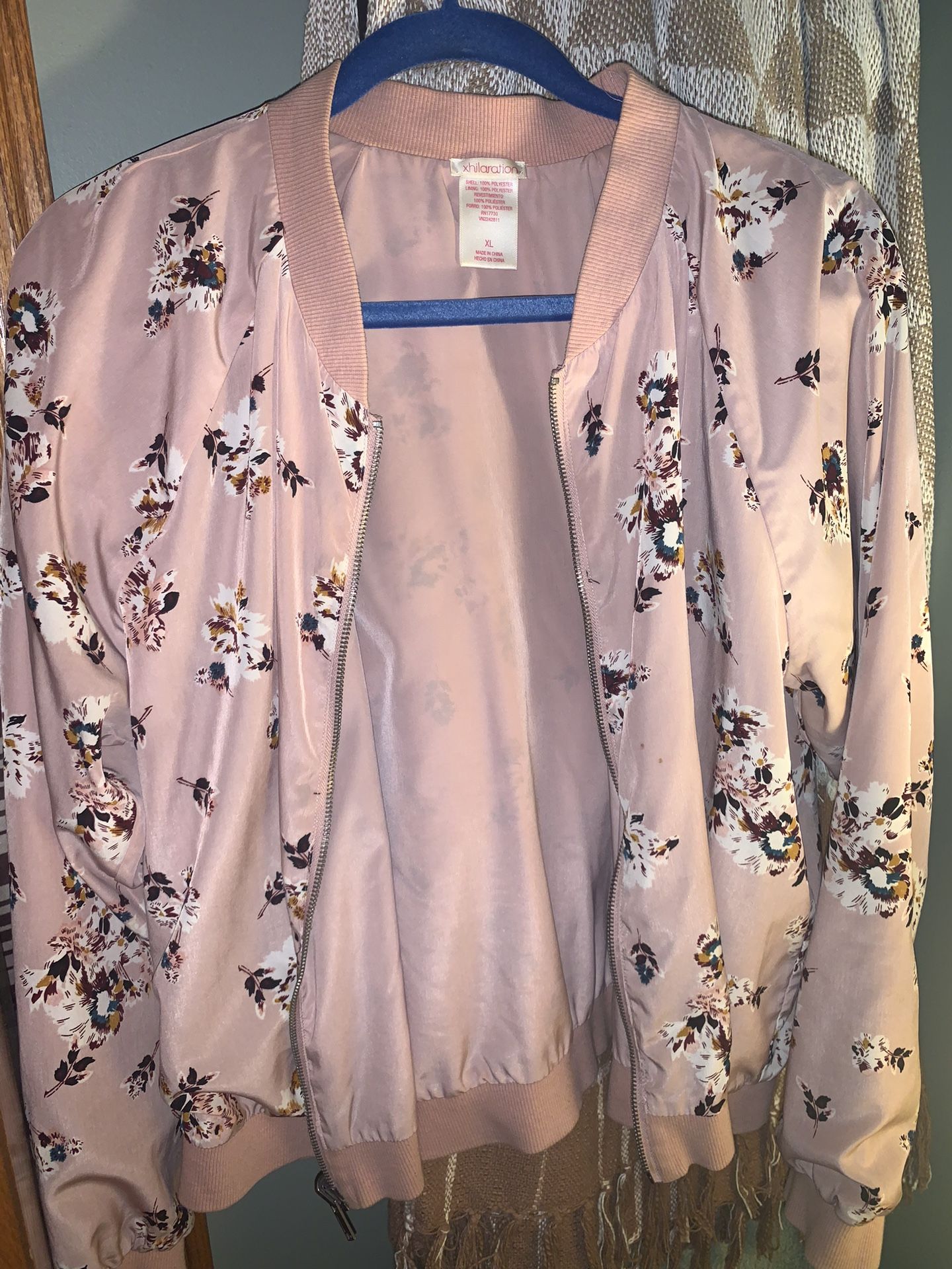 Womens Pink Floral Jacket size XL