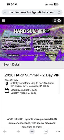 HARD SUMMER VIP 2-Day