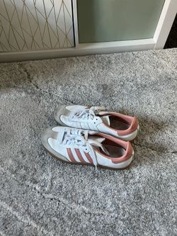 Women’s Pink and White Adidas Sambas Size 7