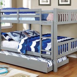 Full Over Full Bunk Bed - Trundle & Mattress Sold Separate (Free Delivery)