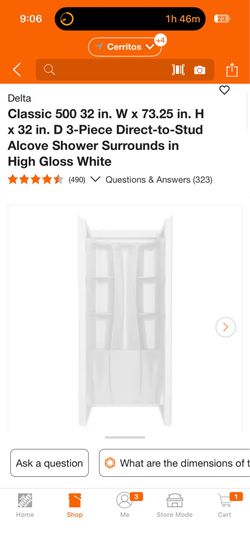 Delta Classic 500 32 in. W x 73.25 in. H x 32 in. D 3-Piece Direct-to-Stud Alcove Shower Surrounds in High Gloss White